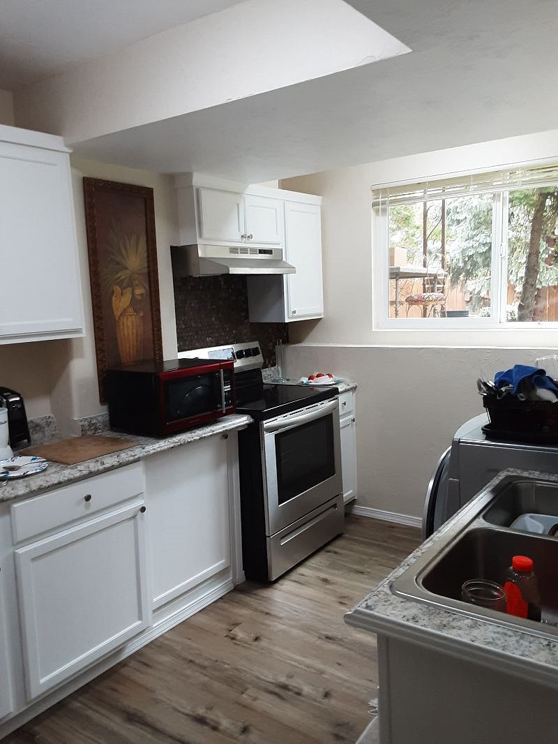 Kitchen with large window
