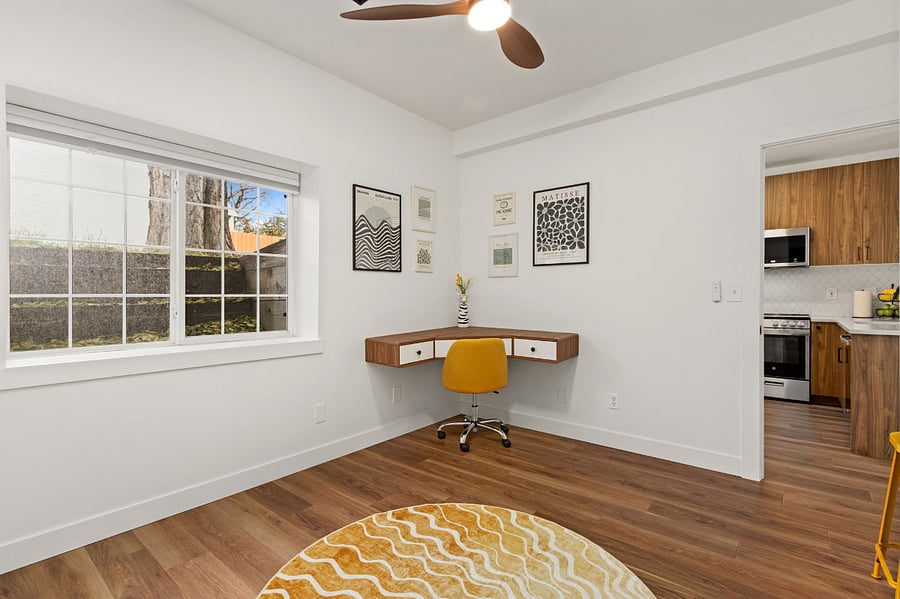 Second bedroom features a murphy bed -pictured up