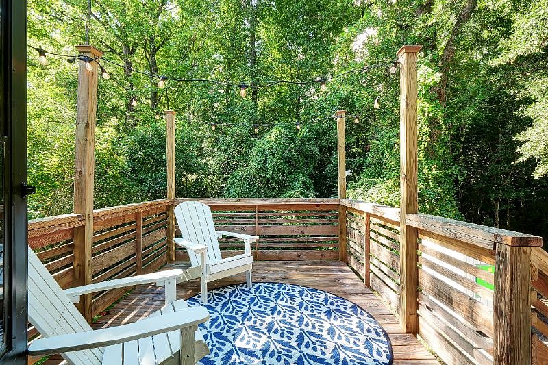 Large second story porch perfect for enjoying morning coffee or afternoon sunshine. 
