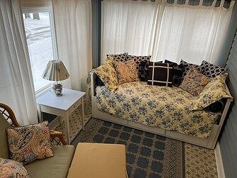 1st floor sun room has a pull out day bed that makes two twins or a king.