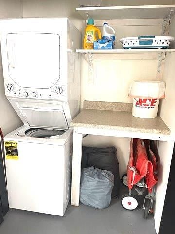 Stackable washer and dryer in attached game room