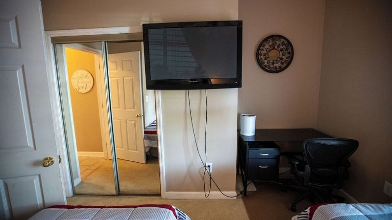Closet and desk area.
