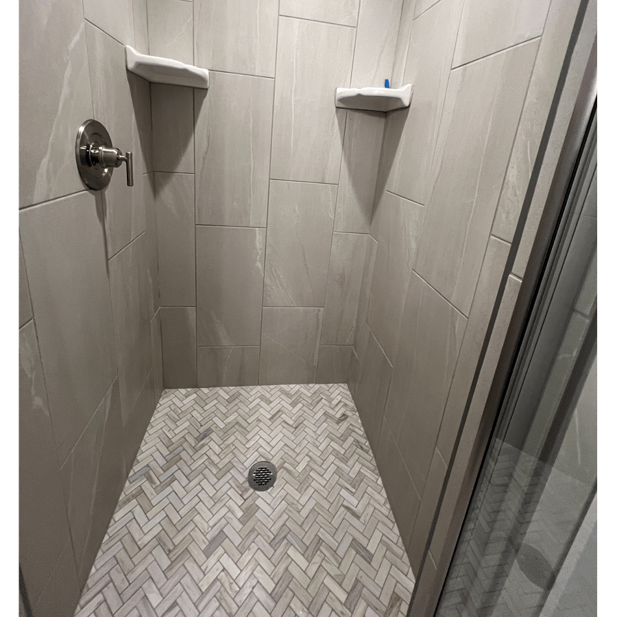 Downstairs bathroom has full shower