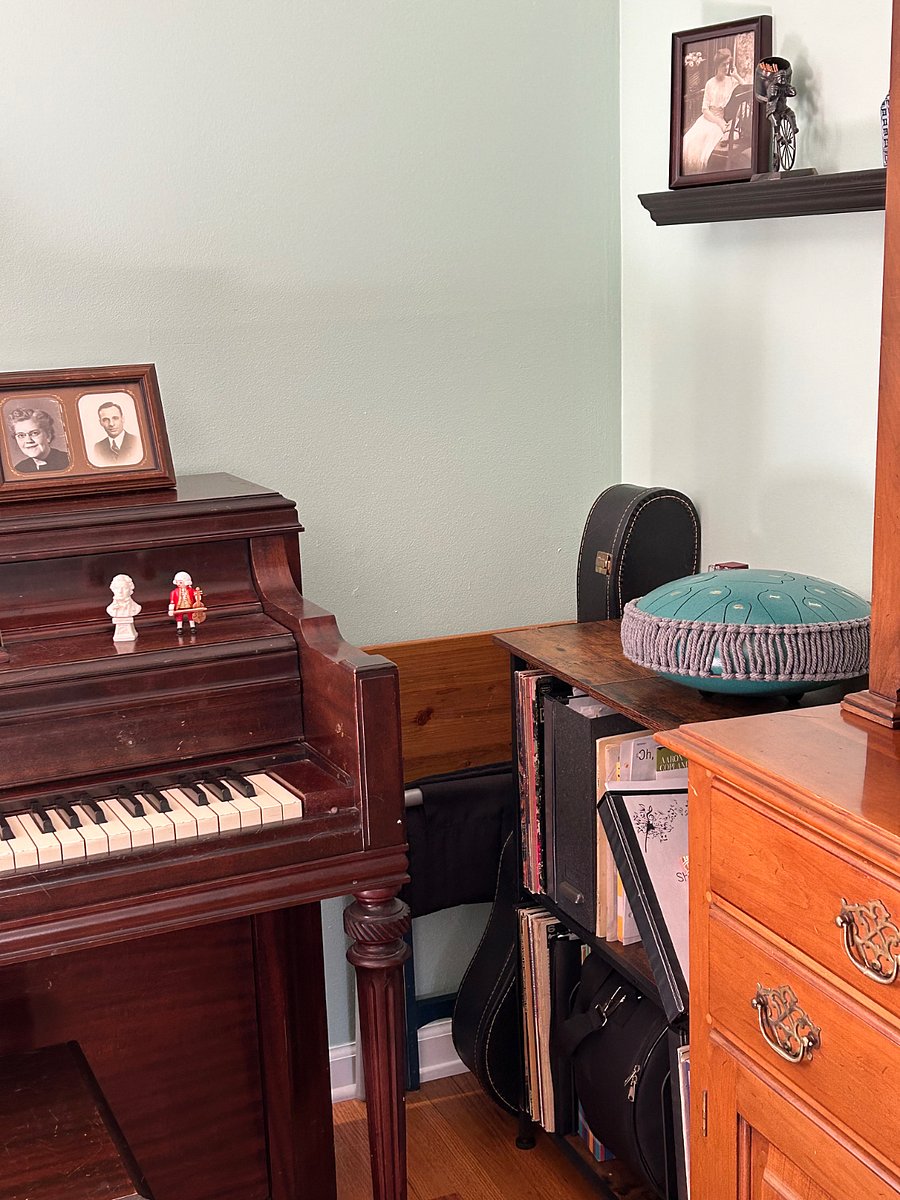 My music corner. Piano needs tuning!