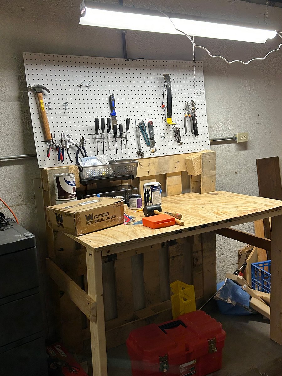 Work bench with basic tools.