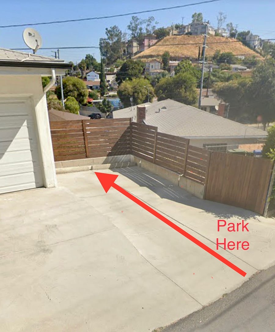 Designated parking spot and entry gate