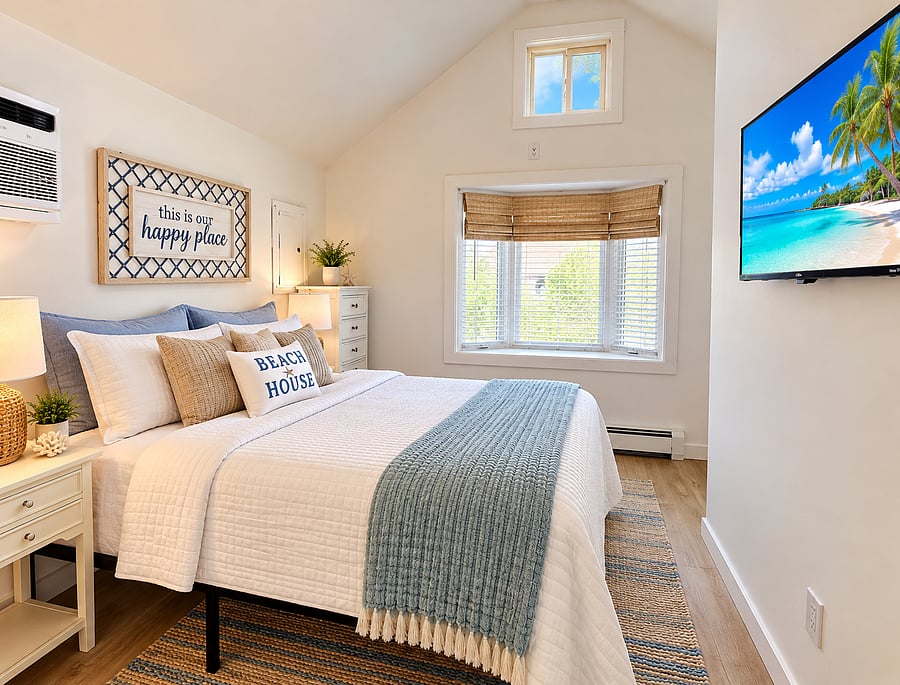 1st bedroom located in front part of the house on opposite side of other bedroom for privacy.