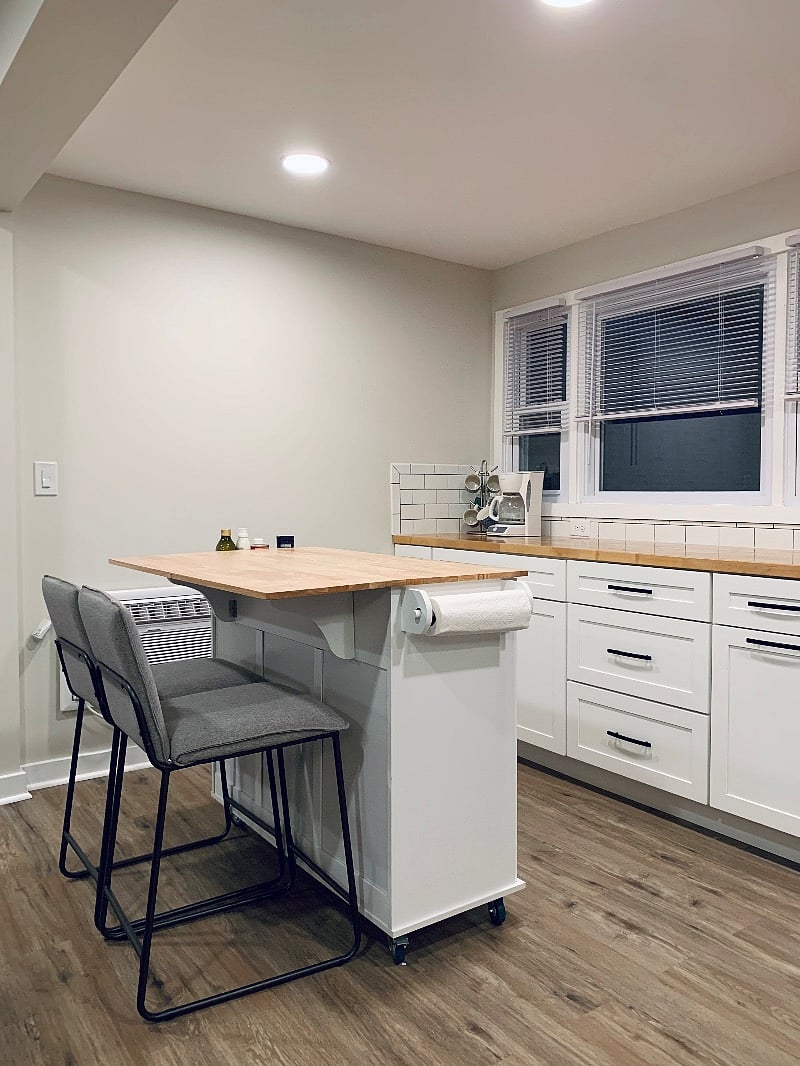 Kitchen island for seating and storage