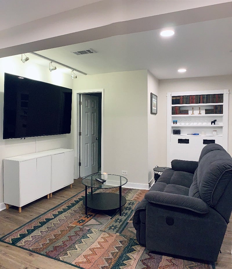 Living area with large tv