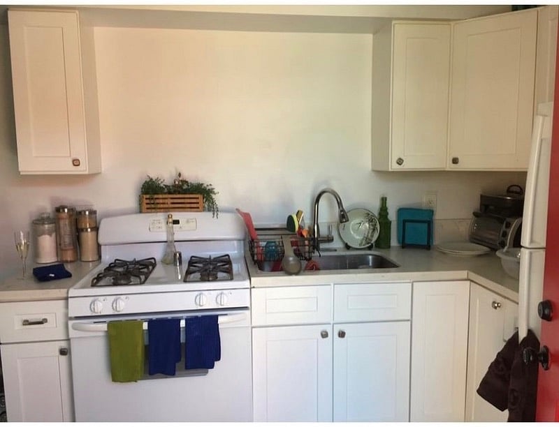 Full kitchen in the front shared unit. The space is shared with one tent who is a retired chef. 