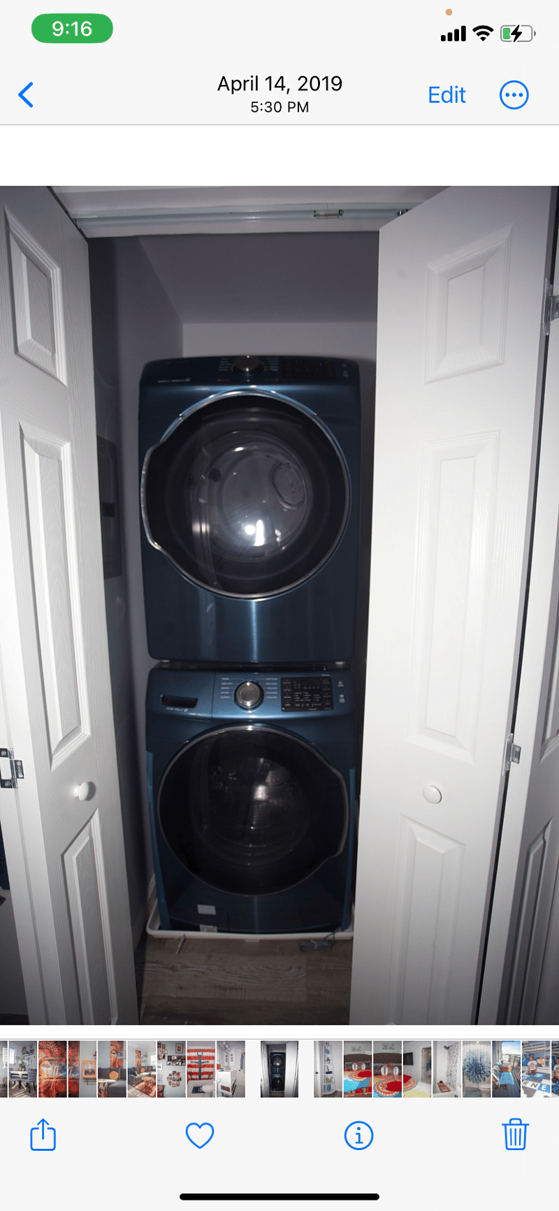 Shared washer and dryer accessible to the two units. 
