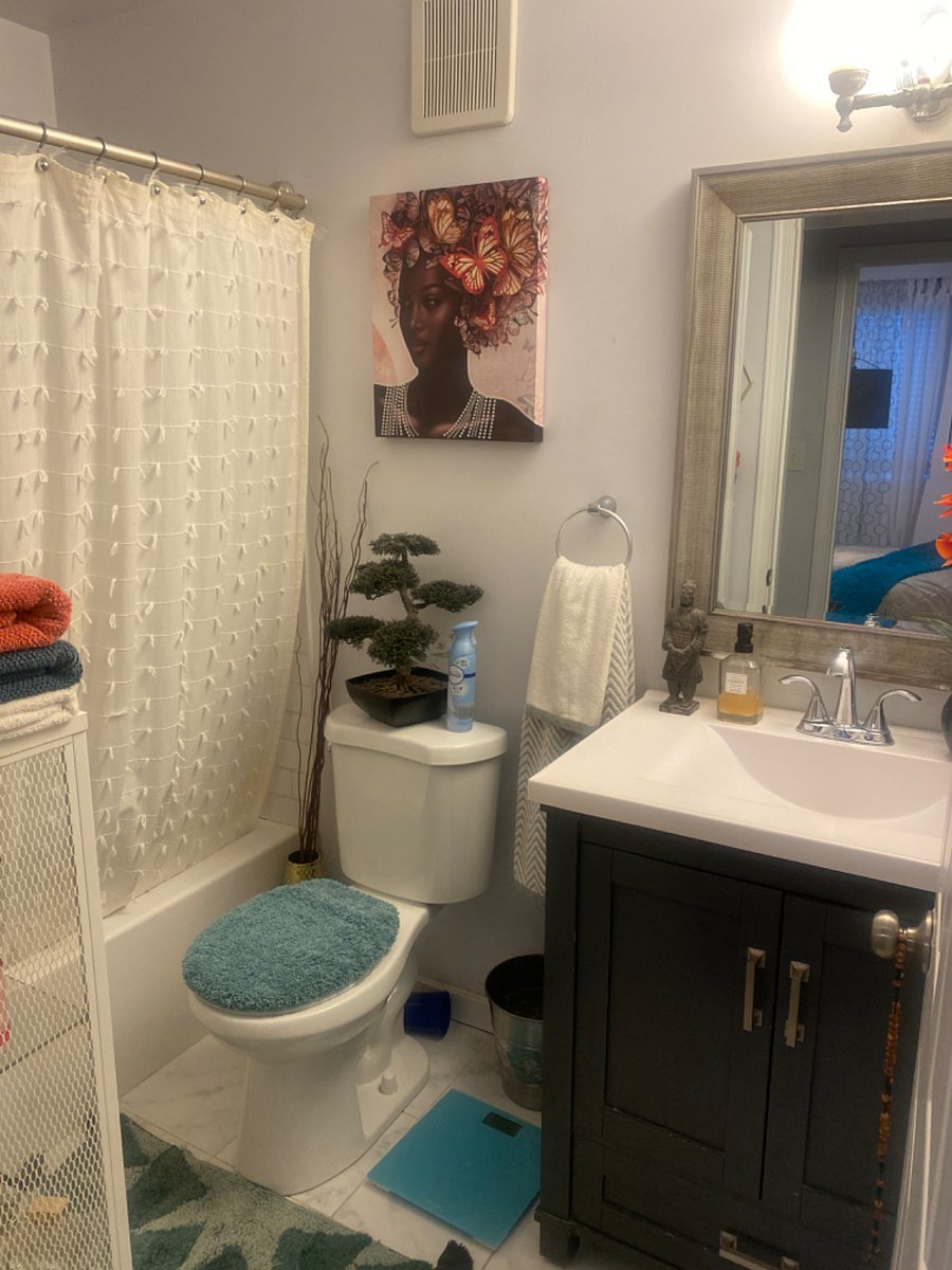 Share bathroom in the front two bedroom unit.Bathroom is shared between two people.  