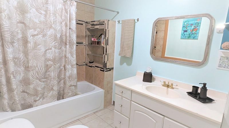 Bathroom with brand new tub and tile work
