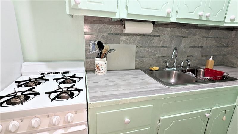apartment sized stove and sink