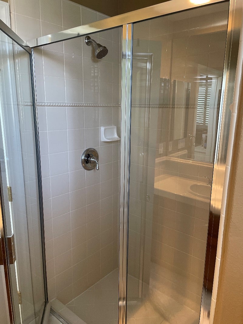 Step in shower. Grout is immaculate