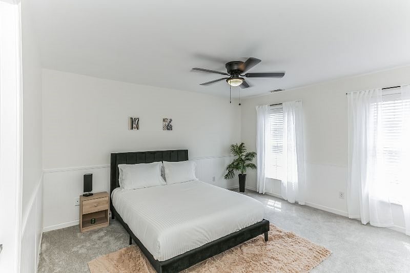 Queen bedroom with attached bathroom