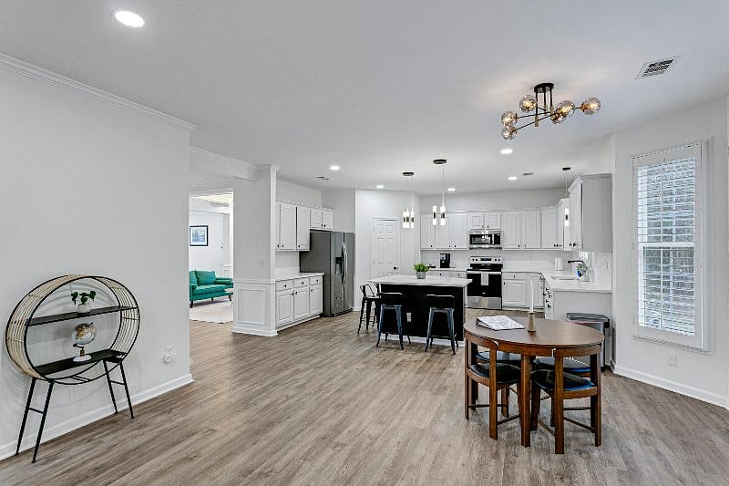 Breakfast area with open and spacious kitchen
