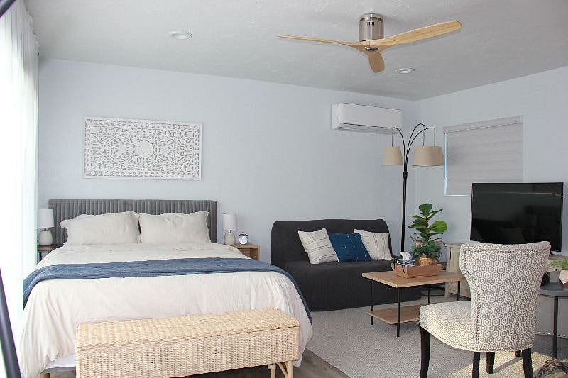 Sitting area with futon couch