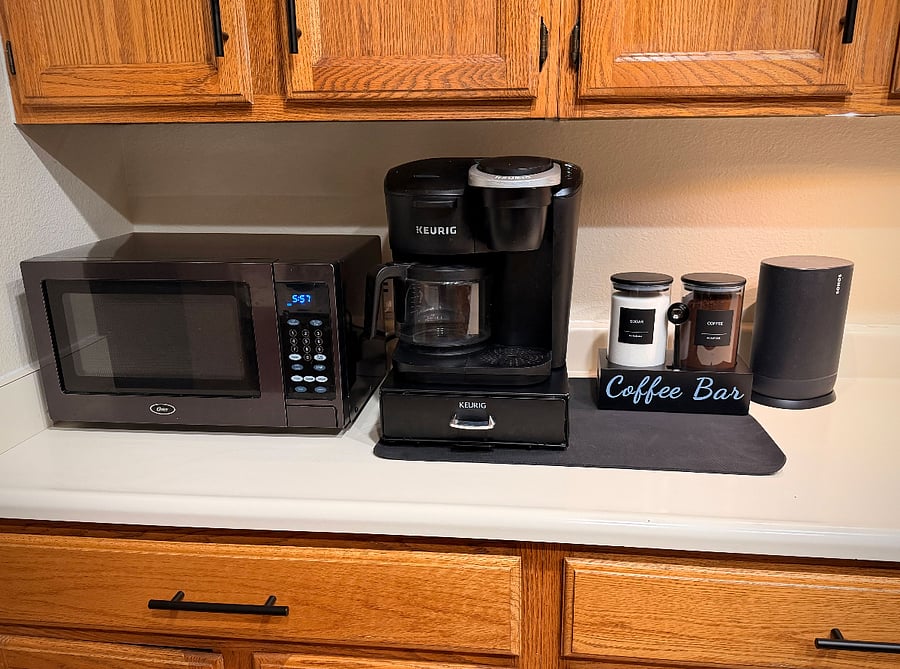 In our home, we provide all the coffee amenities you need to start your day just right. Help yourself and enjoy a warm, welcoming space to begin each morning.