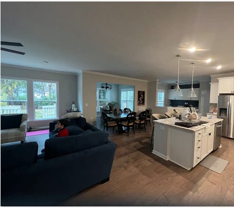 Living room and kitchen