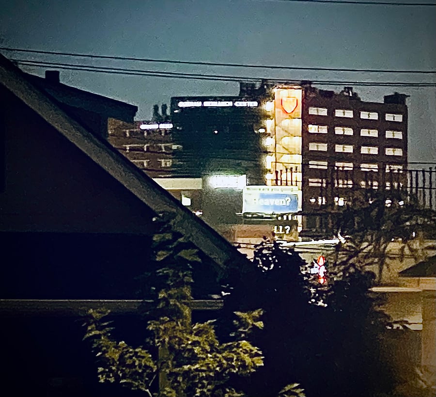 View out of the front porch of the hospital