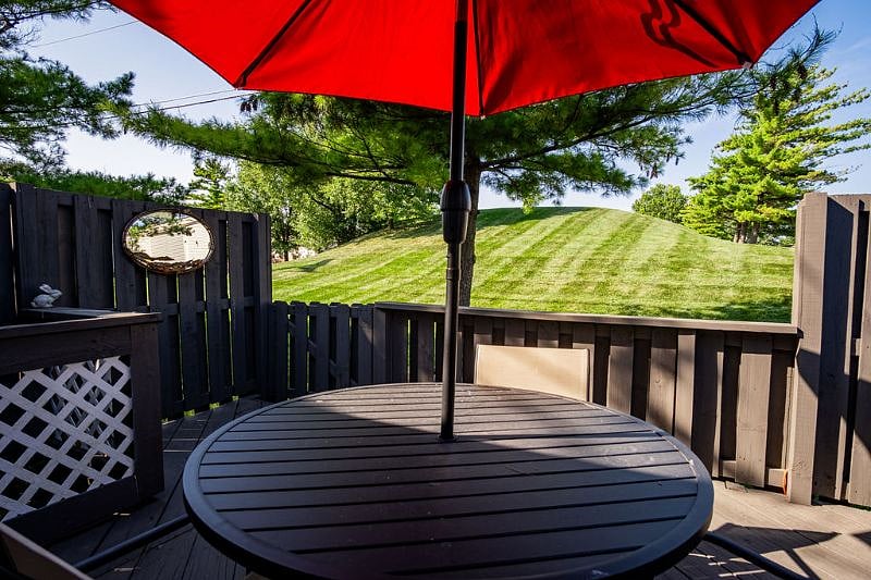 Lovely greenspace view outside your kitchen patio door.