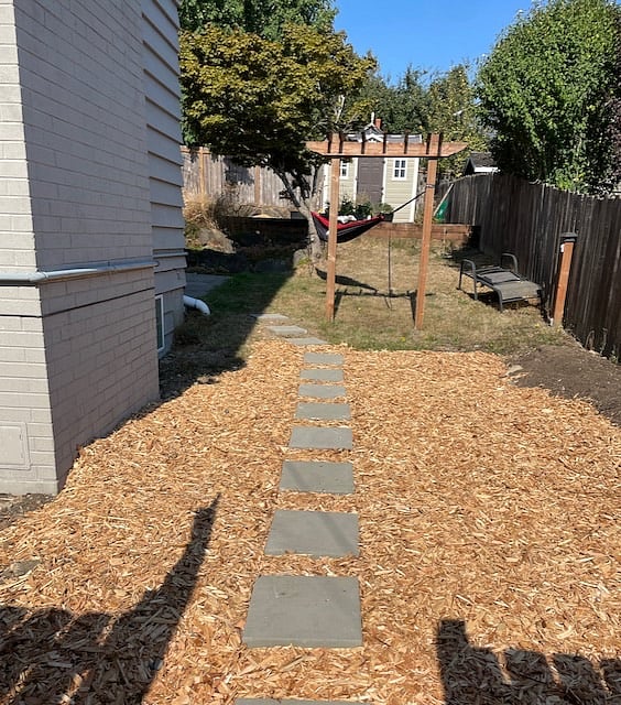 Path to the unit, light will activate at dusk for safety on the left.
