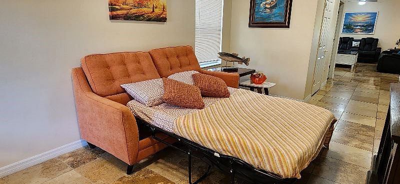 Comfy queen size sofa bed with memory foam mattress