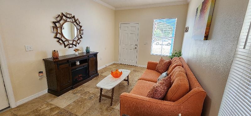 Comfy sofa bed and electric fireplace