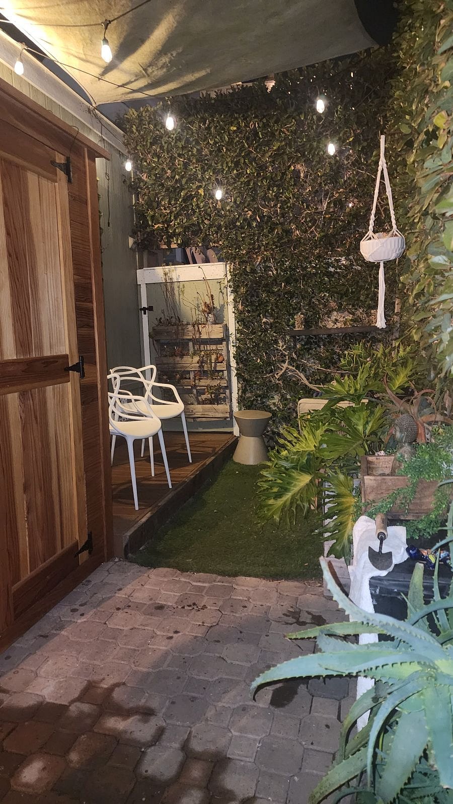Yard with sitting area and outdoor shower
