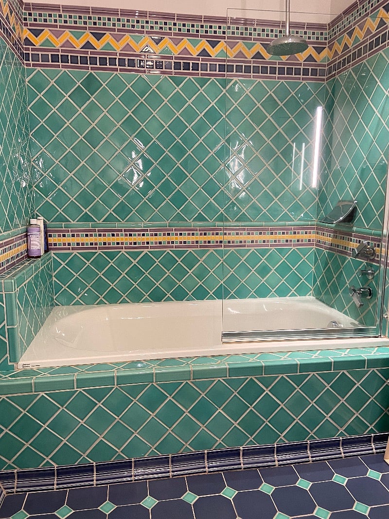 Your bathroom shower / tub. The shower has a giant shower head and extra deep tub for soaking.
