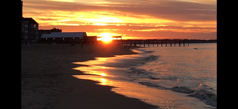 Sunset peek-a-boo through the Lynnhaven Pier Cafe windows that MikesMarineCustomCanvas built back in 1996! Our first big job! We replaced them every 10 years after the first set-they withstood every Hurricane and Nor'easter, even though the pier didn't always survive totally intact!!
