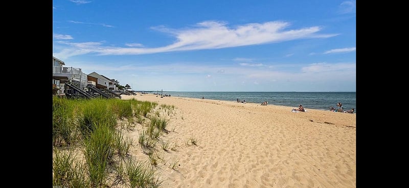 Your entrance tom the Best Beach on the Bay! This is facing West towards the Lynnhaven Fishing Pier and the Chesapeake Bay Bridge Tunnel beyond! Beach houses and a few big condos line the beach all the way to the Lesner Bridge at the Lynnhaven Inlet.