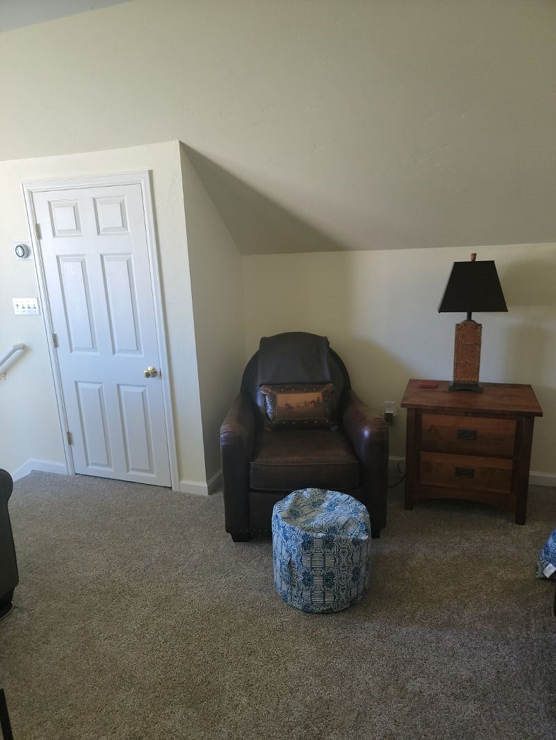 Cozy reading nook including leather lounge chair