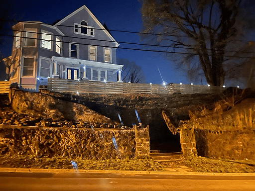 Front of the house at night time