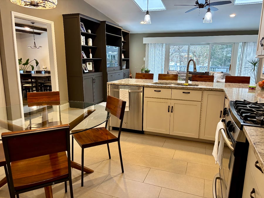 Kitchen with view to Family Room and Dining Room