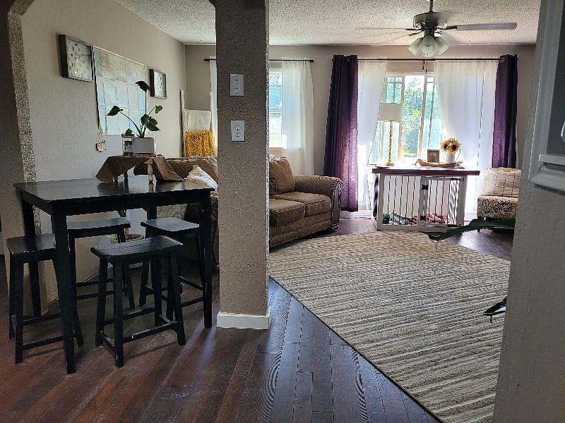The floor plan is very open with the kitchen leading into the living room.