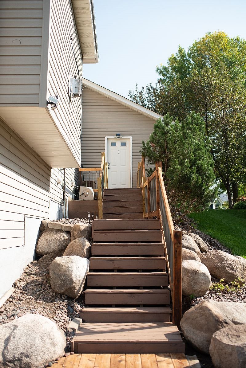 Walkway from private entrance up to garage parking spot.