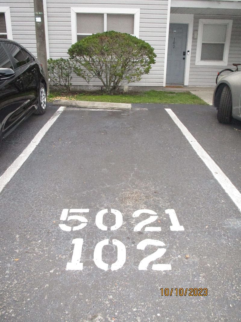 Designated parking space in-front of unit. Caution; spaces are narrow. Highly recommend parking in open visitor area near Building A.