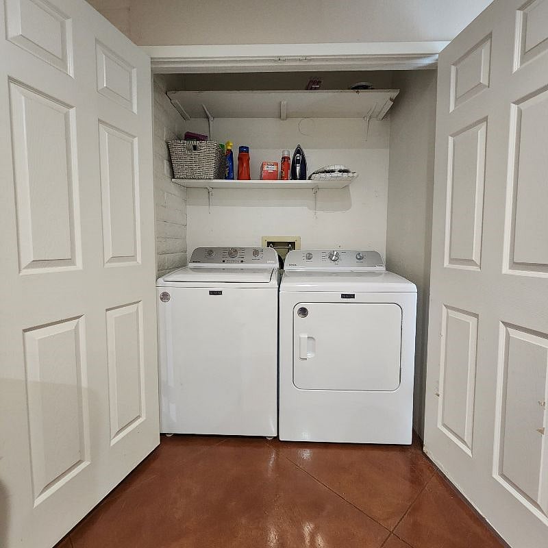 New Washer and Dryer - New Folding Ironing Board and New Iron.