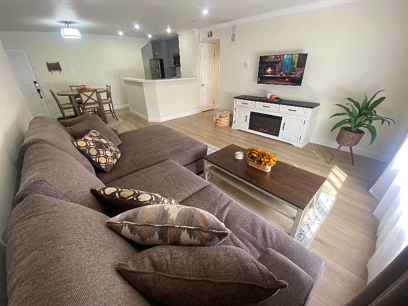 Spacious seating area with a cozy layoutperfect for unwinding or entertaining.