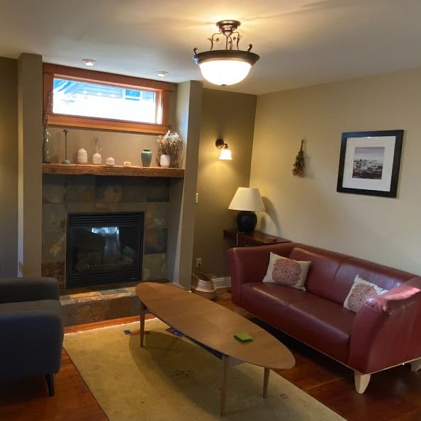 Living room and gas fireplace