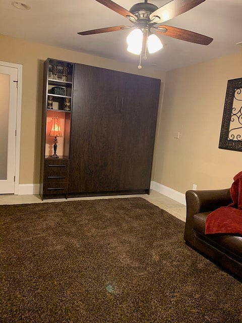 Murphy bed raised for more room