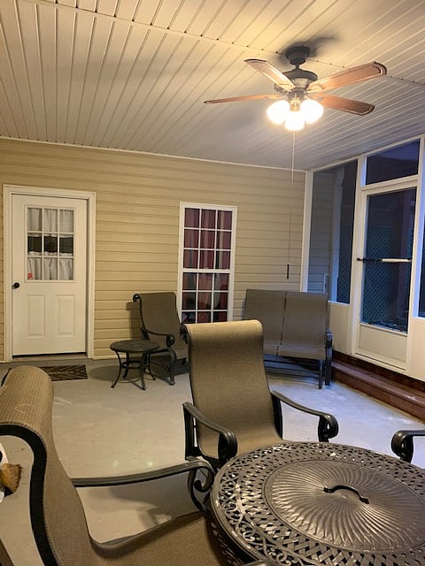 Covered Patio and entrance to studio apartment