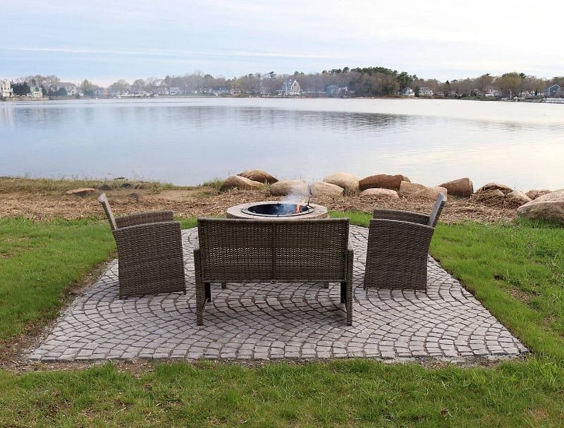 New oceanside outdoor fire pit area