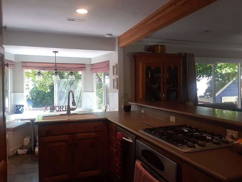 Kitchen and window to the backyard