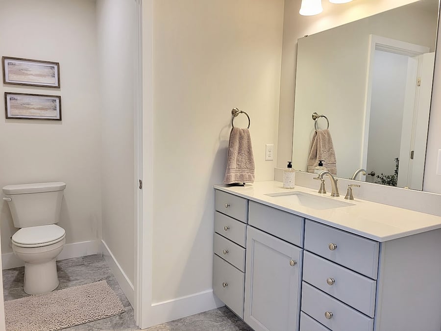 Vanity and separate toilet room