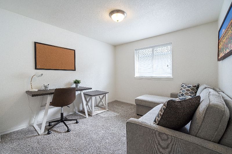 Home office with full size sleeper sofa