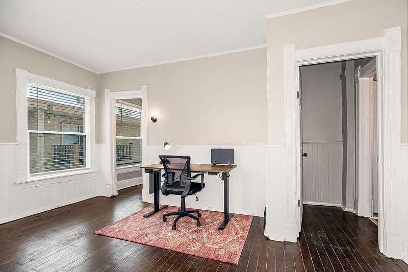 An electric standing desk is provided for the digital warrior. 
