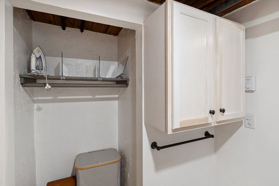 Bathroom closet has lots of space and is ready for your clothes